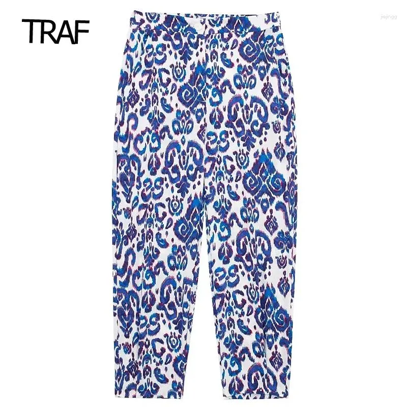 Women's Pants Print High Waist Harem Spring Slacks Floral Baggy Fashion Trousers Streetwear 2024