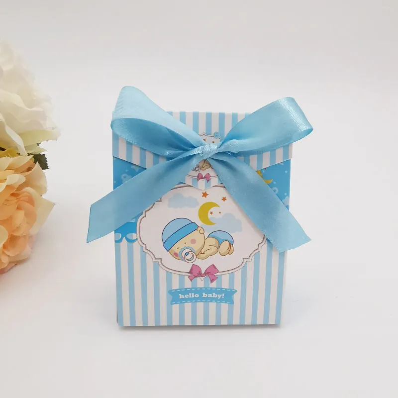 Geschenkpapier 12/24/48 Stück Babyparty-Souvenirs Junge Mädchen Süßigkeiten Schokoladenschachtel Geburtstagsverpackung Boite Macaron
