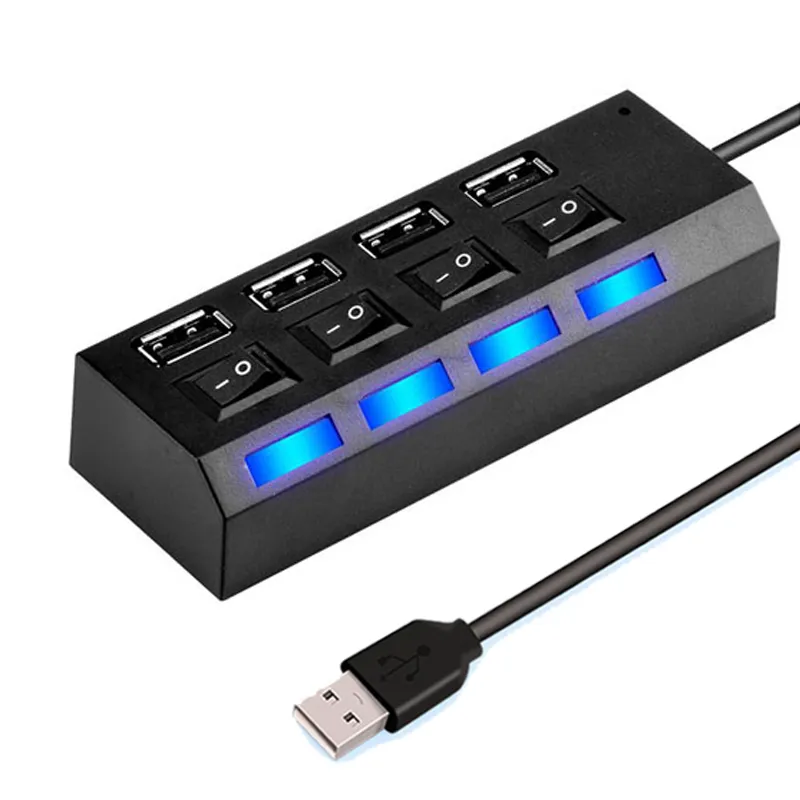 Multi Usb Adapter For Computer High Speed USB Hub 7 Port USB 2.0 Adapter With LED Lamp And Power ...