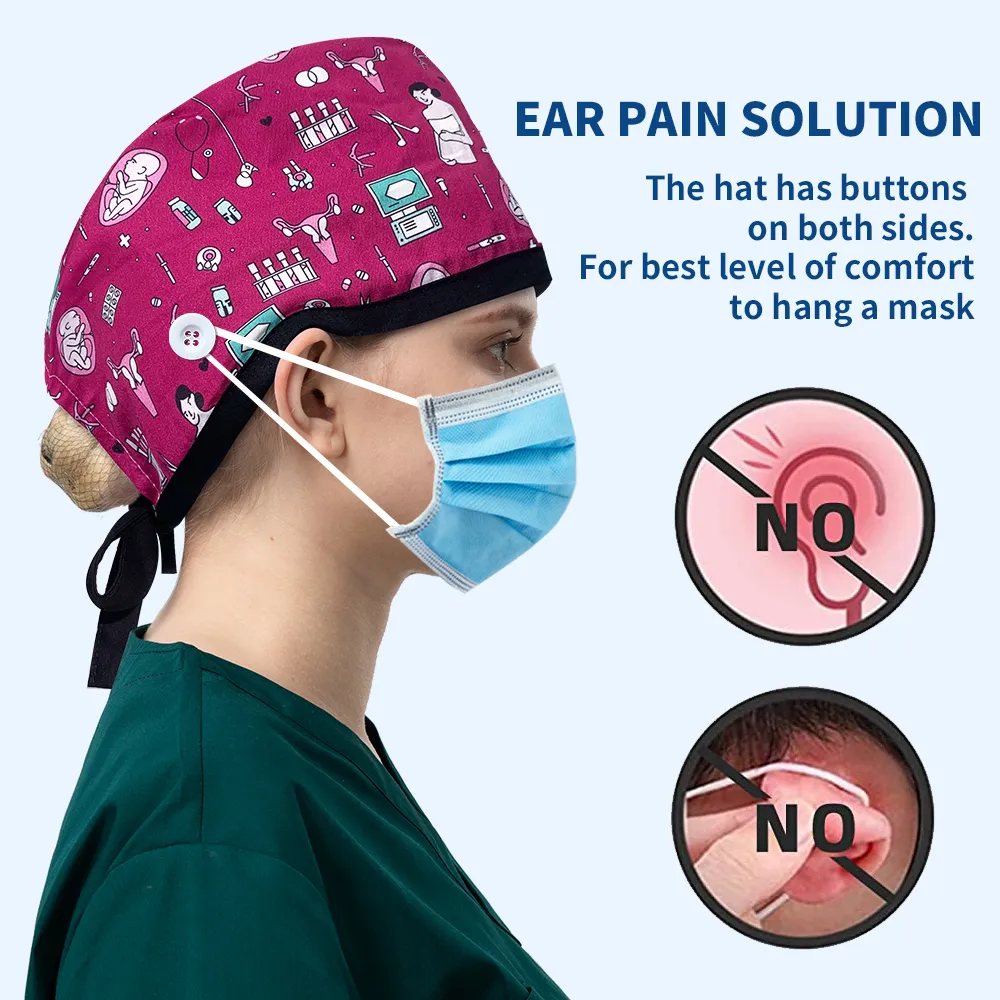 Unisex Adjustable Cotton Scrub Cap - Built-in Sweatband For Medical, Chef, Salon, Or Sleep