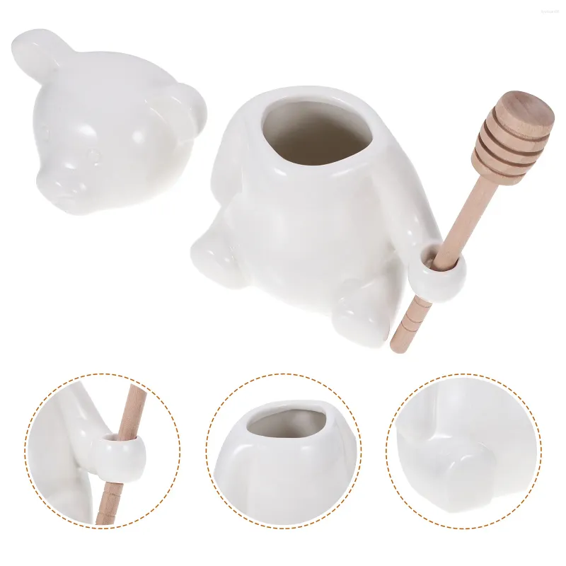 Dijkartikelen Sets Polar Bear Honey Jar Containers Keramiek met Dipper Storage Siroop Jars Pots Vorm