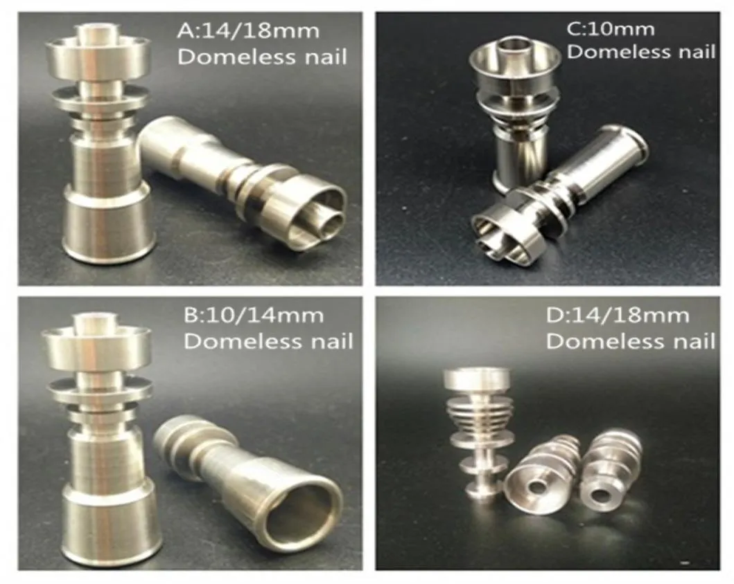 Pure Titanium Somking pipes 101418mm Male and female domeless Quartz Nail Jiont For Accessories Bong Oil Rig8810090