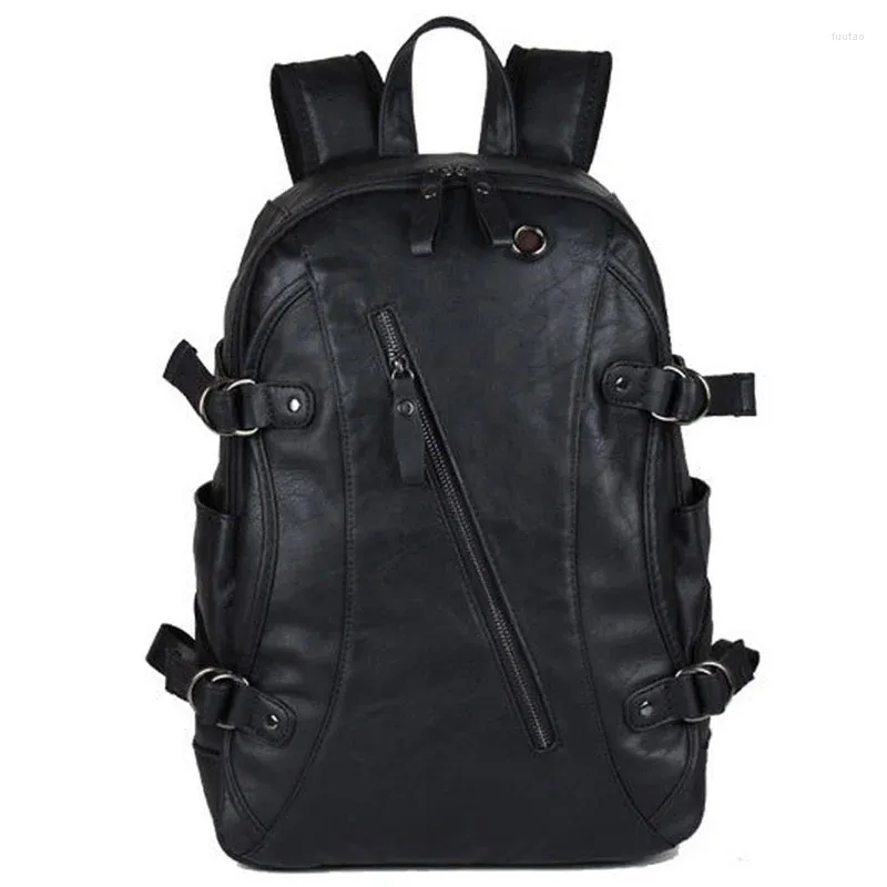 Backpack Faux-leather Fashion Men's School Travel Bag Book Black Brown