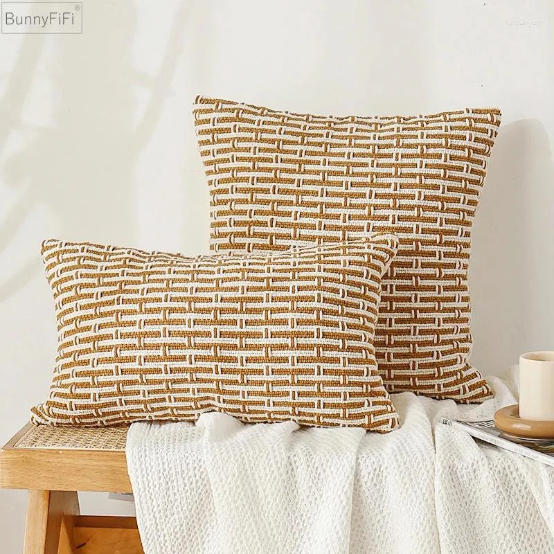 Pillow Cover Woven 45x45cm 30x50cm Cotton Texture Handmade For Home Decoration Sofa Bed Couch Living Room