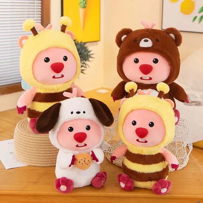 60 cm Kawaii Pororo Little Beaver Loopy Plush Toys Cute Bee Bee Dress Up Sofed Soft Doll Children Halloween Prezenty Bożego Narodzenia 240325