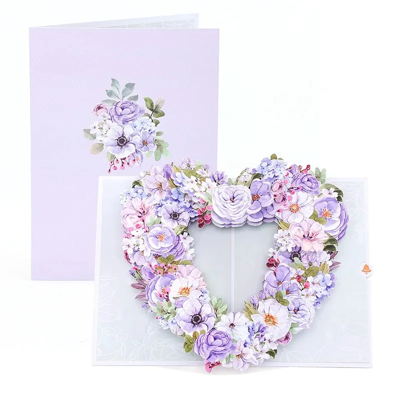 Violets Flower Greeting Cards Gifts For Love Beautiful Florid Greetings Card With Envelope Valentines Card Birthday Presents 240323