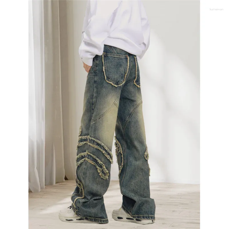 Jeans pour hommes 2024 Broderie Droite Casual Hommes Gothique Neutre Large Jambe Lâche Hip-Hop Mode Jeunesse Streetwear Denim Pantalon Y2K