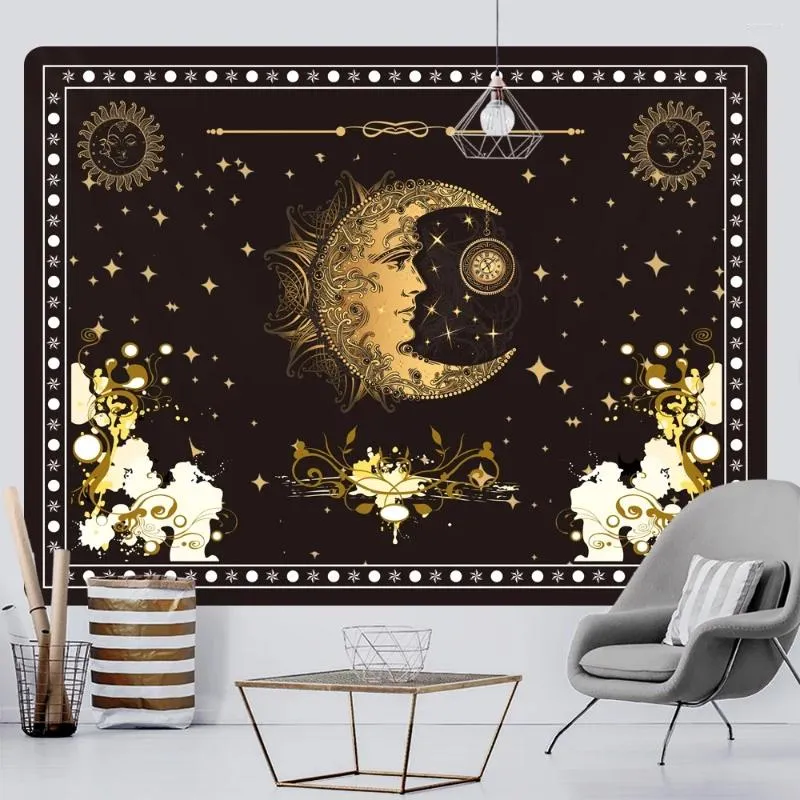 Tapestries 7 Color Sun God Moon Home Decoration Art Tapestry Bohemian Yoga Mat Hippie Bakgrund Väggark Stor storlek