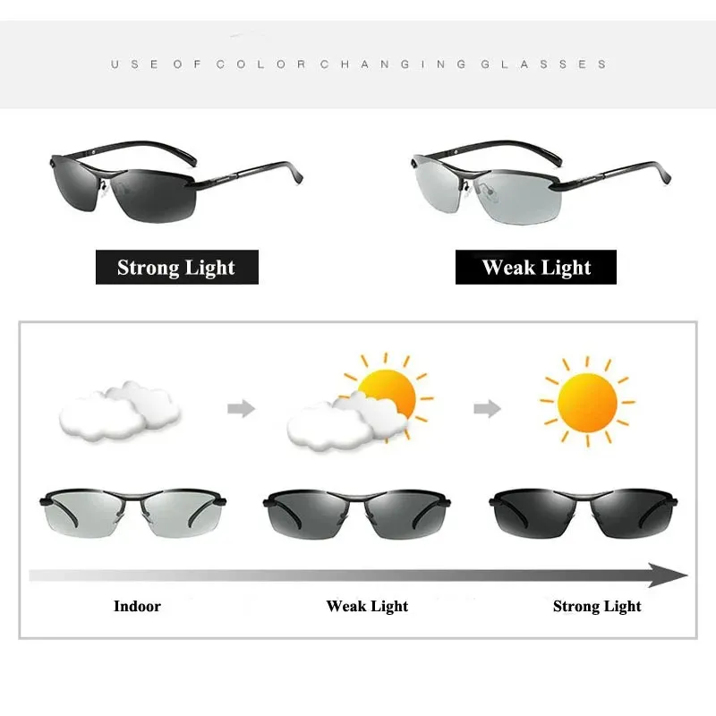 Aoron Photochromic نظارات شمسية مستقطبة للرجال تلطيخ النظارات المضادة للوهج UV400 نظارات القيادة