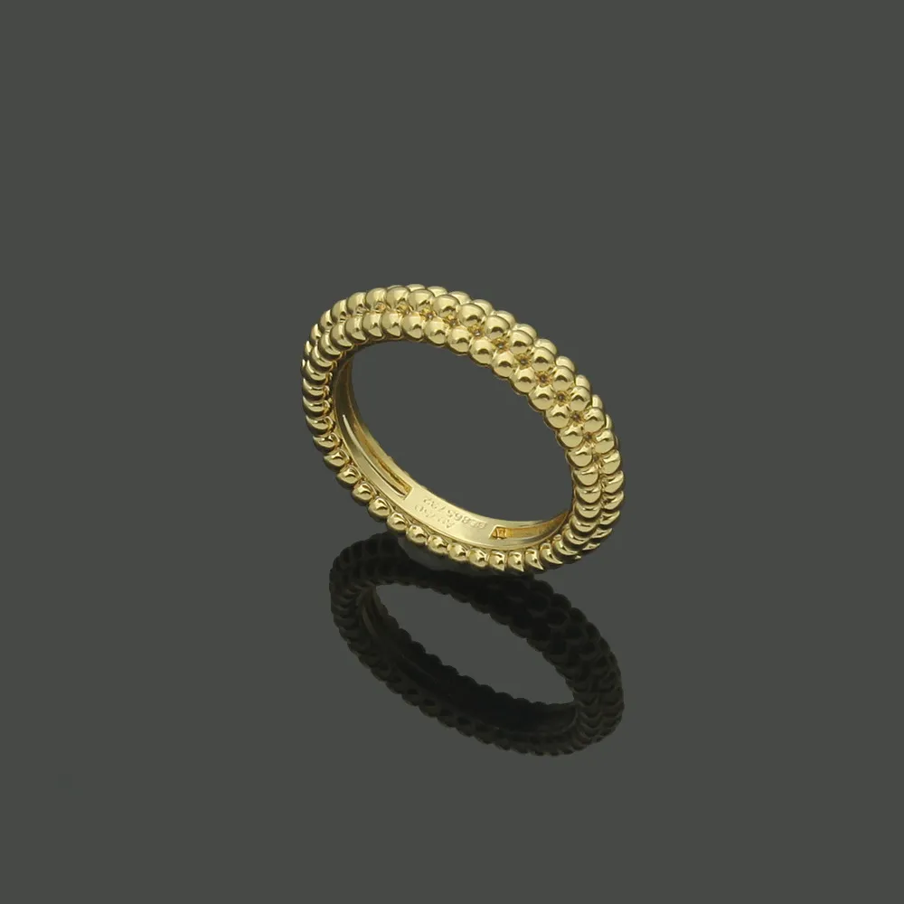 Anel de designer 18k ouro amor anel vc carta três fileiras anel de grânulo redondo casal ouro feminino presente noivado moda jóias
