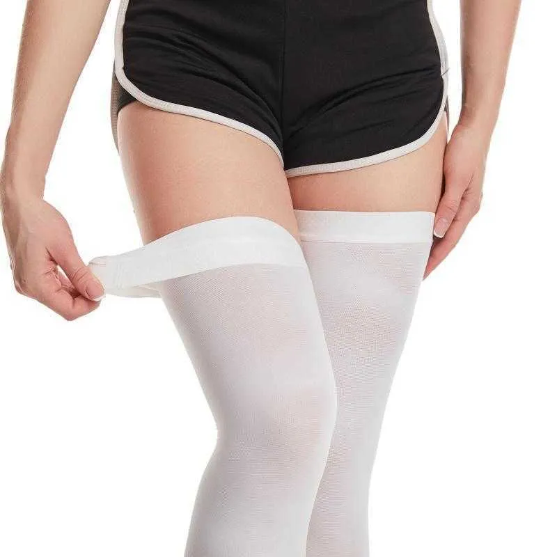 Hot selling white long tube pressure socks breathable anti slip anti pilling elastic socks first-class pressure white long tube socks