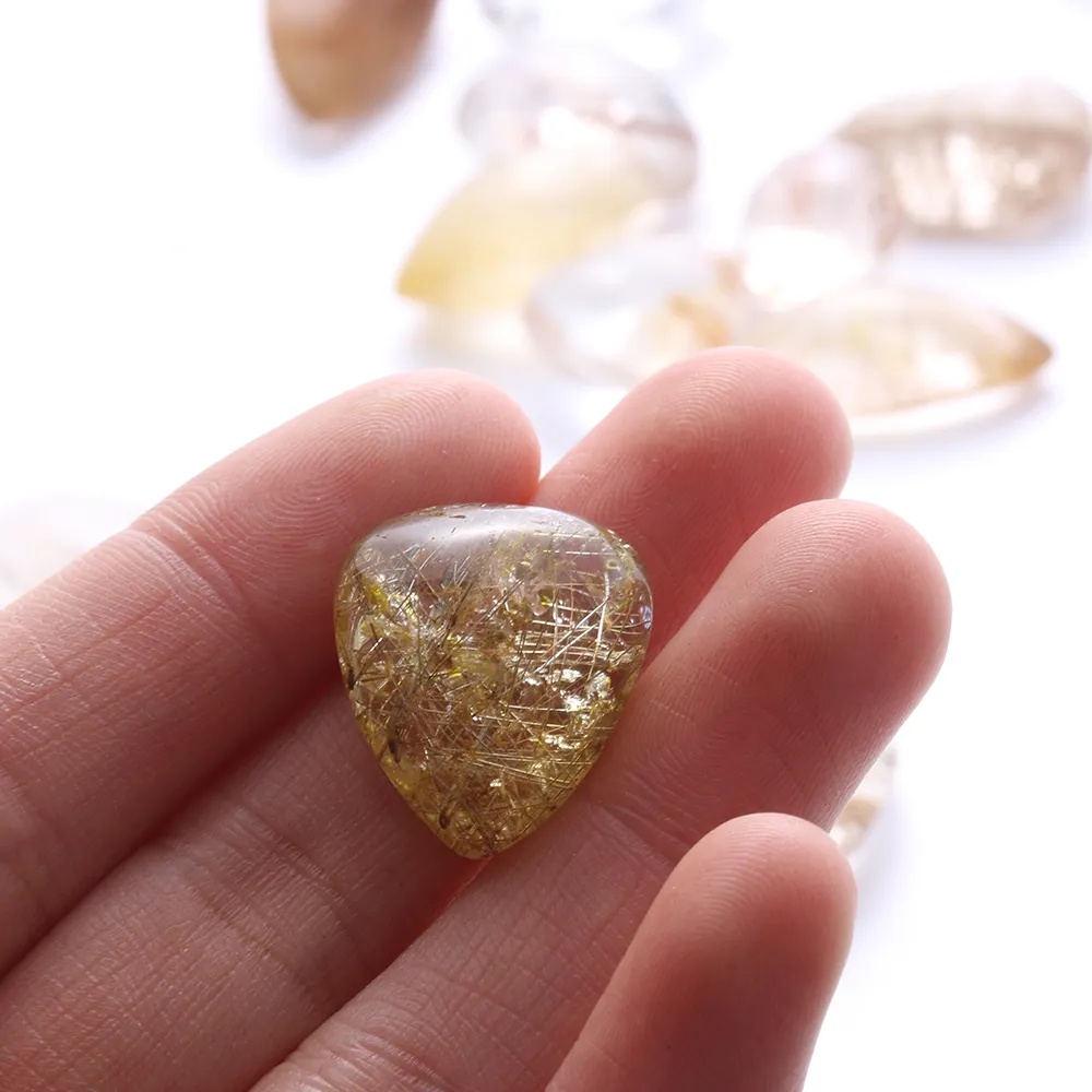 Clear Yellow Citrine Natural Crystal Polished Stone Home Decor Healing