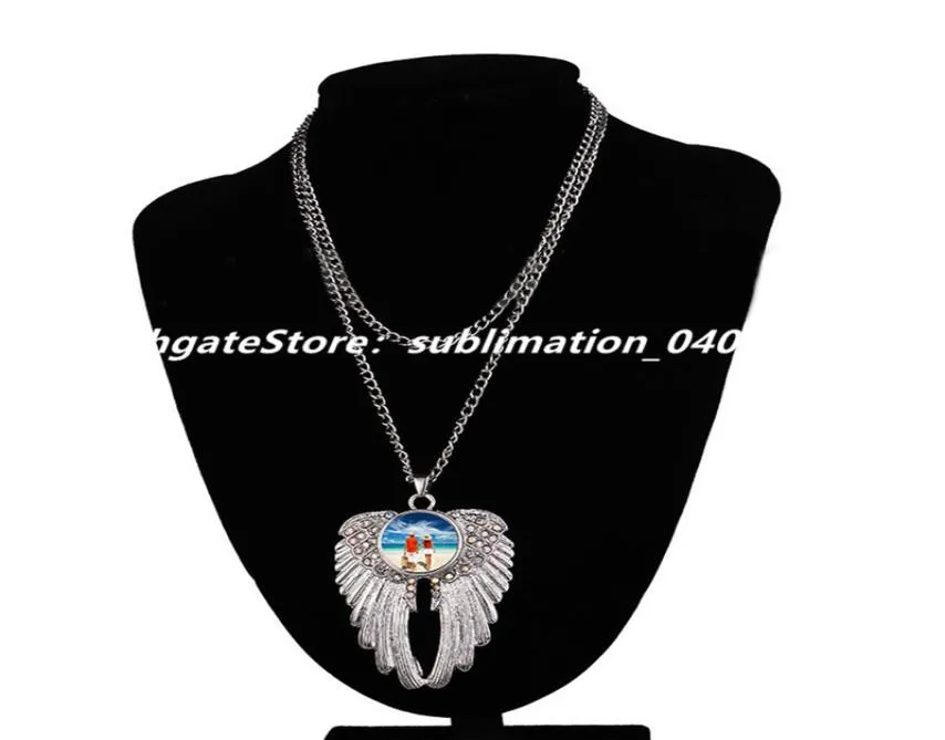 Collier de bijoux imprimé par transfert par Sublimation, pendentif à breloques de Couple vierge avec bouton-pression et feuille d'aluminium 6196665