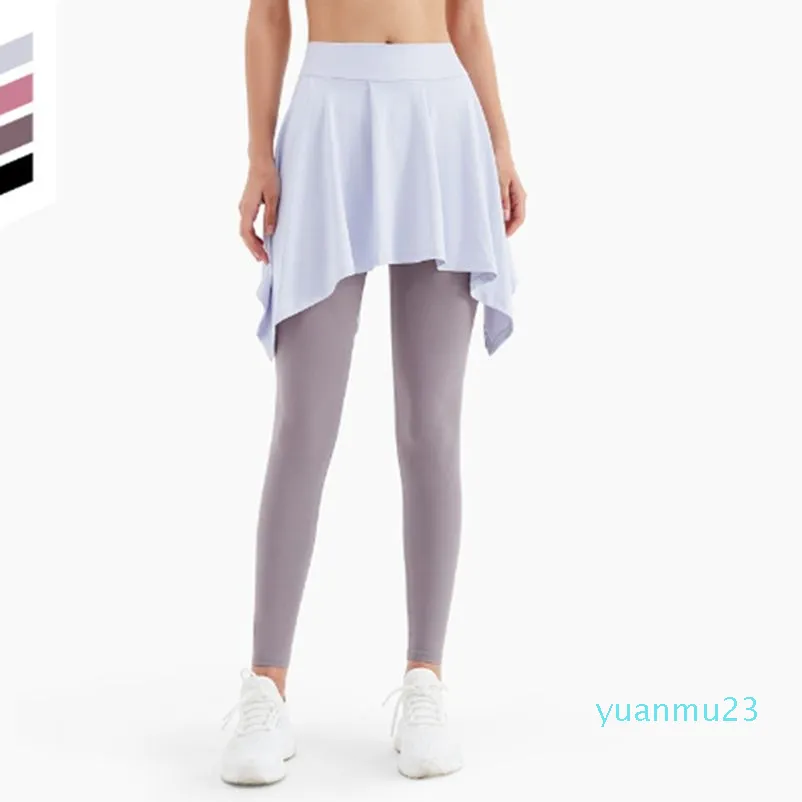 Новая женская юбка для йоги, спортивная йога, антибликовый ремешок, цельная юбка с шарфом, закрывающим бедра, платье для йоги для танцев