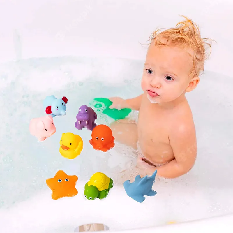 Bathtime Buddies: Interactive Spray & Float Animal Set with Net for ...
