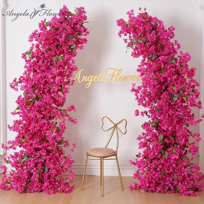 Pembe Bougainvillea Erik Çiçeği Masa Çekim Runner Etkinlik Çiçek Stand Düzenlemesi Çiçek Düğün Zemin Korna Kemeri A8235 240328