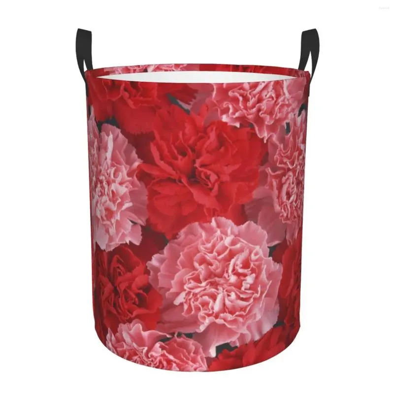 Laundry Bags Pink Peony Printed Large Basket Collapsible Hamper Foldable Toys Clothes Organizer Storage With Handles