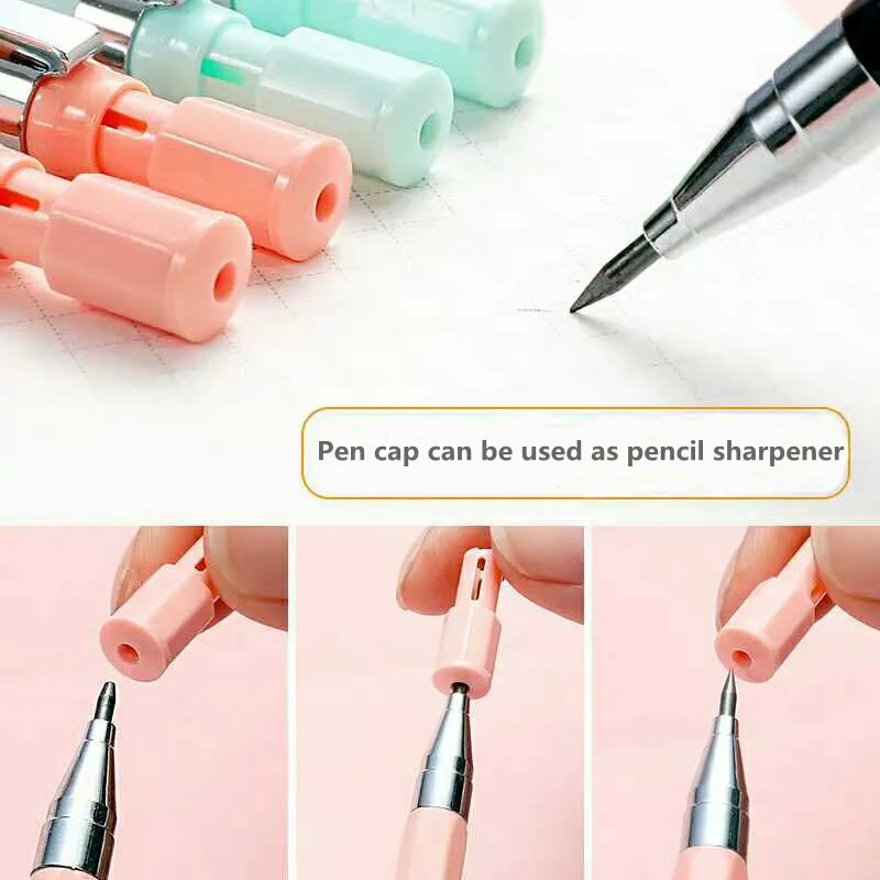 Yaratıcı Şeker Renk Mekanik Kalem 2.0mm Kawaii Kalemleri Çocuk Hediye Okulu Malzemeleri Sınavı Yedek Korel