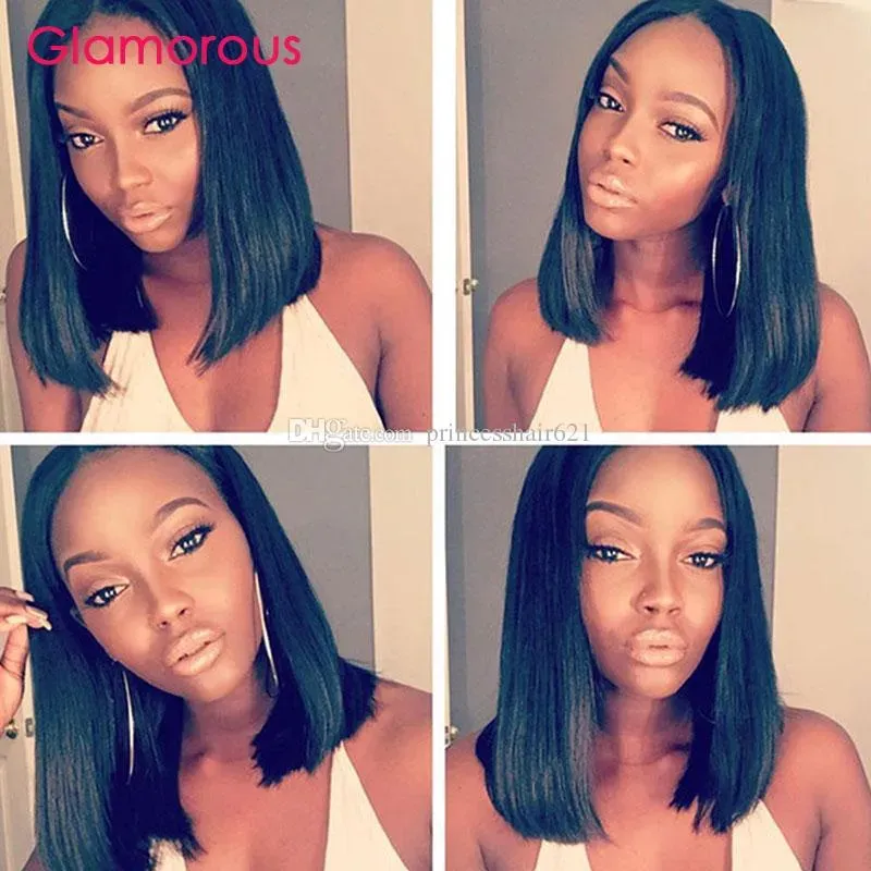 Perruques glamour bob style vierge brésilien raide perruque coiffure de haute qualité malaisienne indienne à cheveux humains péruviens perruques avant de perruques / full la