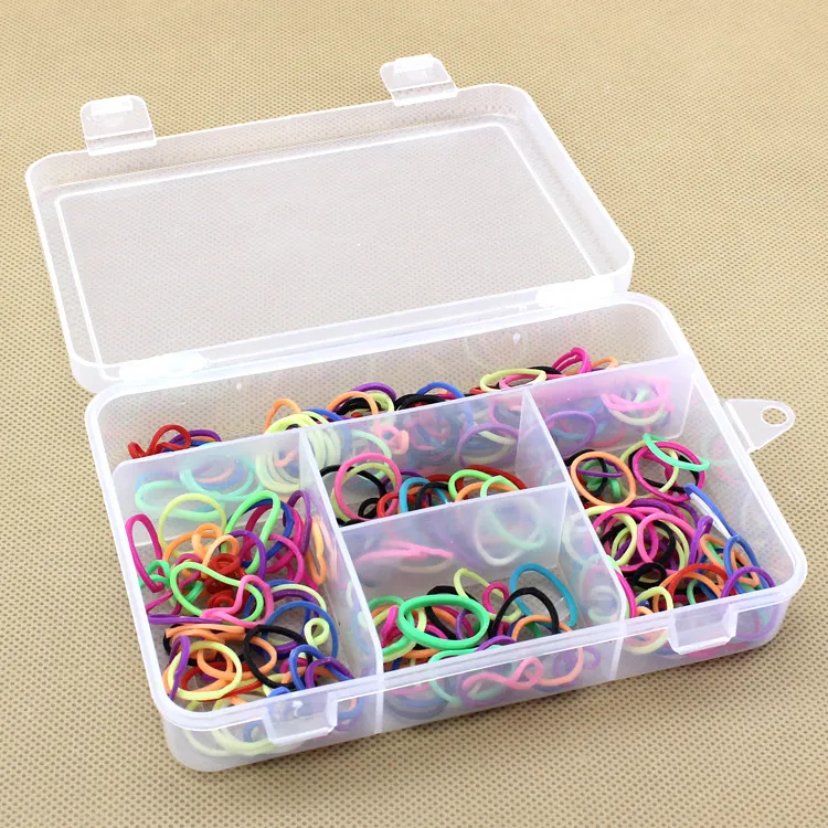 Caja de plástico de cuadrícula fija de 5 cuadrícula con tapa accesorios de teléfonos móviles transparentes Caja de almacenamiento de joyas de joyería de joyas