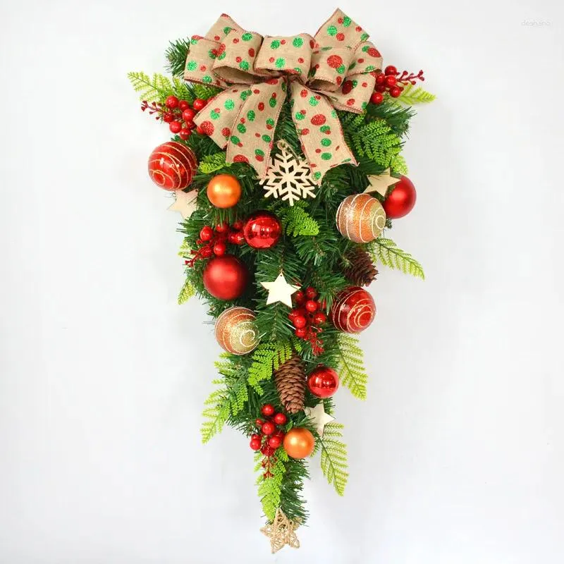 装飾的な花のクリスマス装飾壁ぶら下がってぶら下がっている木のつる塗装された果物の花輪の窓