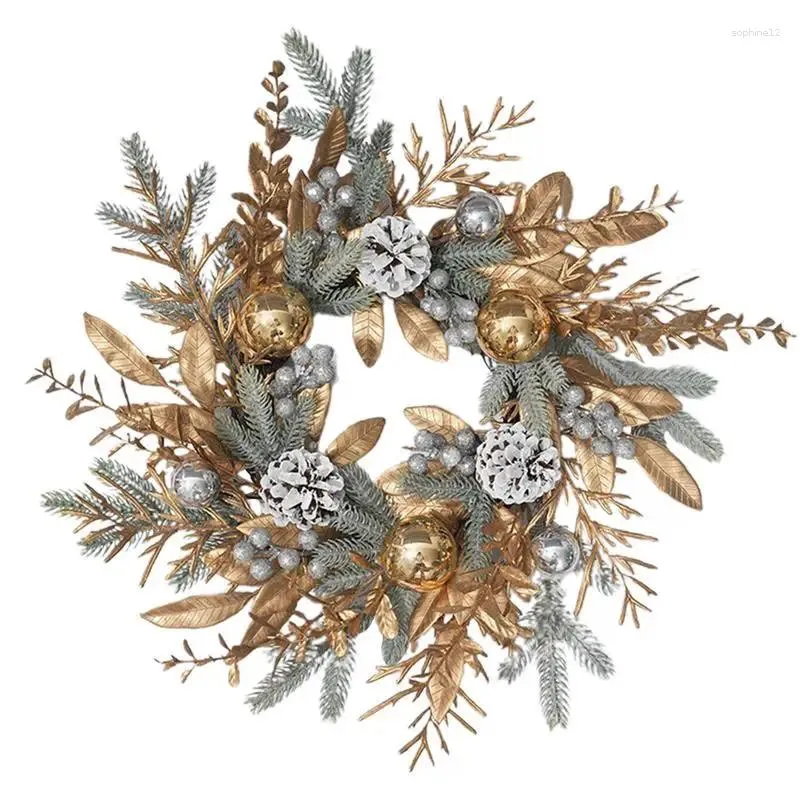 Decorative Flowers Christmas Pinecone Wreath Creative Elegant Adorable Wreaths Artificial Plastic Pine Cone Ornament Winter Decor