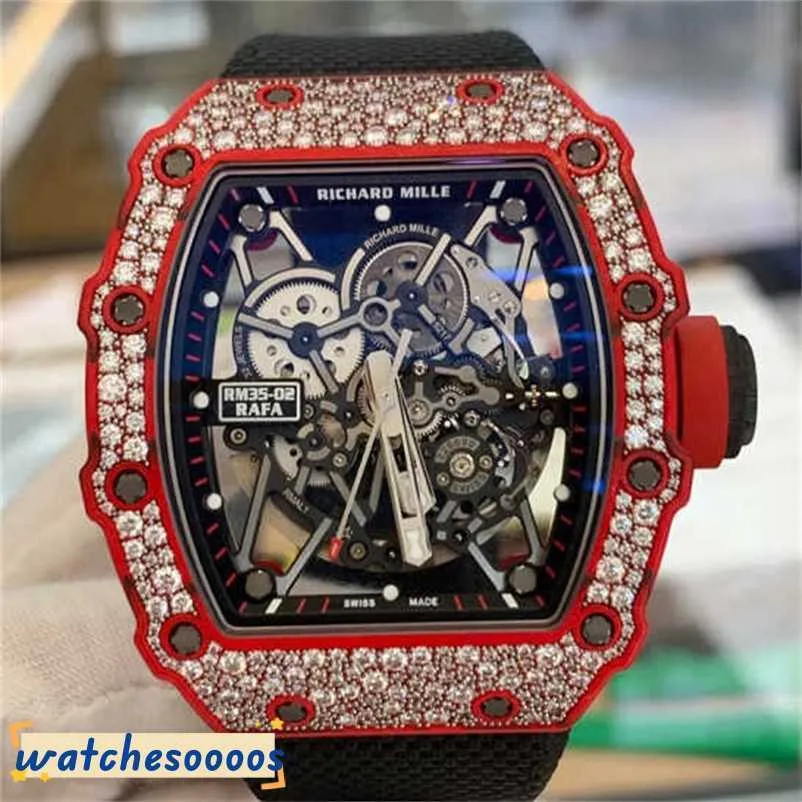 Relojes de diseñador relojes mecánicos muñequera movimiento suizo Swiss Rm Tactical Mechanical Wrist Series Hollow Ntpt Original Diamond RM35-02