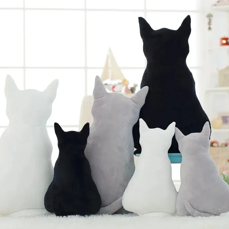 2024 부드러운 박제 고양이 베개 봉제 플러시 동물 쿠션 인형 30 cm 신생아 침구 아이 장난감 아늑하고 편안한 낮잠 또는 놀이 시간