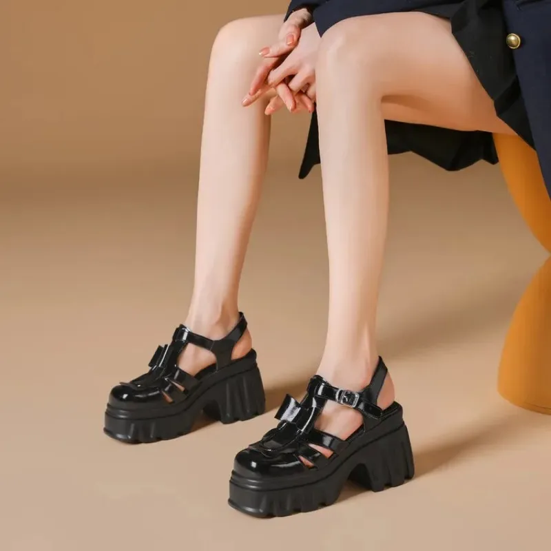 Mulheres sapatos de verão cunhas sandálias 2024 nova moda laço antiderrapante sapatos de praia mulher leve plataforma casual sandálias romanas