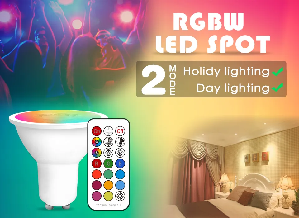 Color Changing LED Spotlight With Remote Control Dimmable RGB Light ...