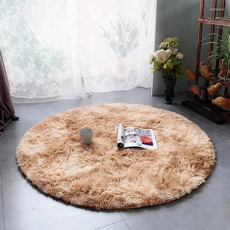 Tapis Moderne Tie-Dye Rond Salon Décor Soyeux Moelleux Tapis En Peluche Épais Tapis De Chambre À Coucher Pour Enfants Panier Suspendu Tapis De Sol