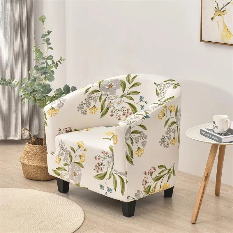 Housses de chaise Couverture de baignoire de club floral Spandex Fauteuils simples Housse de canapé extensible pour protecteur de meubles de salon