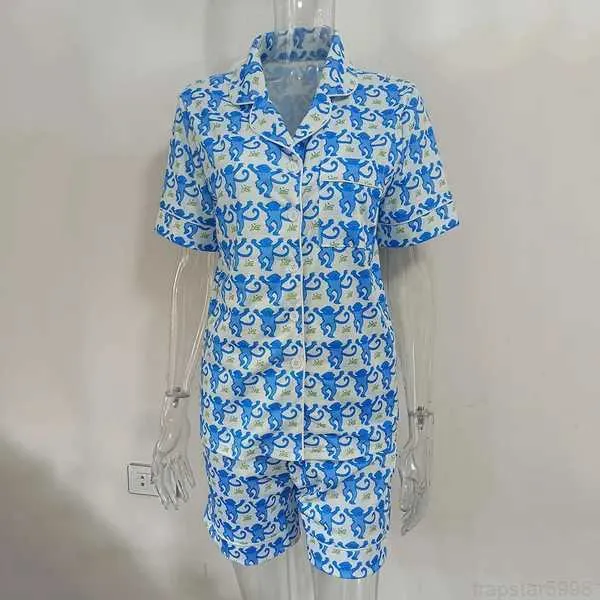 Pijamas de verano para mujer Sleep Lounge 2024, conjunto de pijama de 2 piezas con estampado de mono Y2k, camisa de manga corta, ropa de descanso de diseñador 240304x7c0