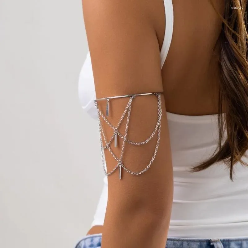 Pulseras de eslabones Pulsera de brazo superior con apertura de moda con cadena para mujer Brazalete ajustable para el cuerpo Regalos de joyería
