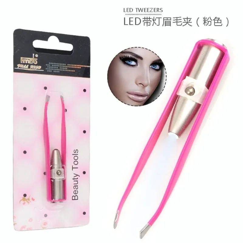 1st Portable Stainless Steel Smart Design LED Eyebrow Pickeezers Eyelash Eyebrow Eyes Hair Remover Tools Beauty Instrument