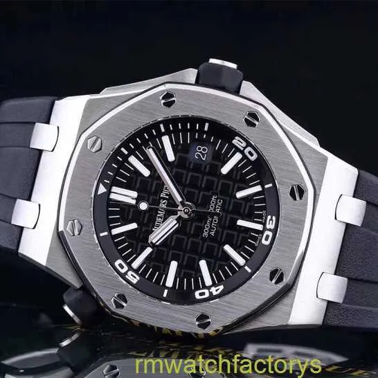 Crystal AP Armbanduhr Herrenuhr Royal Oak Offshore Automatische mechanische Präzisionsstahl-Datumsuhr 15710ST.OO.A002CA.01 Schwarze Scheibe 42 mm