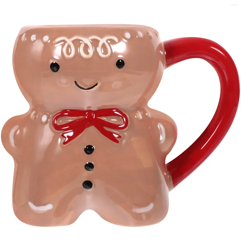 Copas de vino Taza de cerámica café taza de pan de jengibre hombre agua de Navidad encantador desayuno tazas de café con leche vajilla