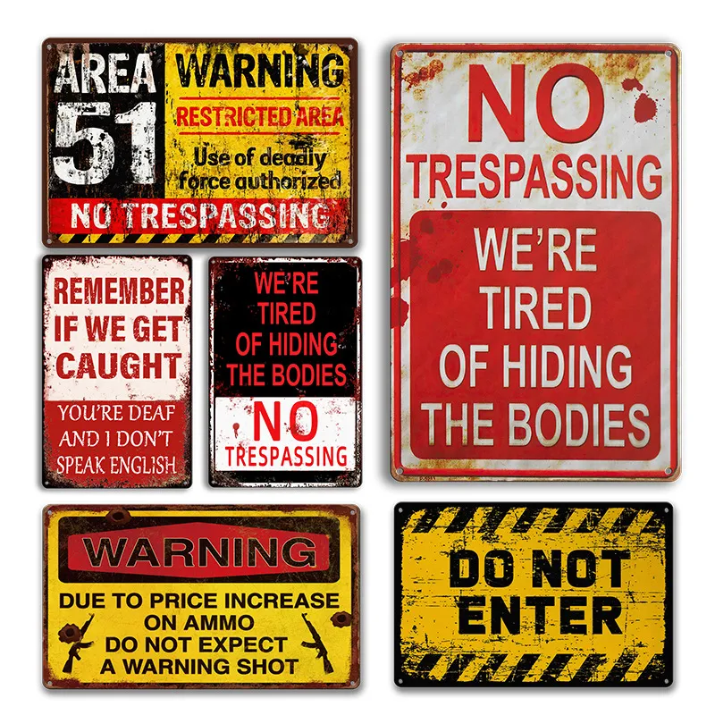 Customized Vintage Warning Metal Tin Signs Movie Gasoline Beer Wall Decor for Home Bars Garage Cafe Club Man Cave Pubs Retro Tin Sign YFA2064