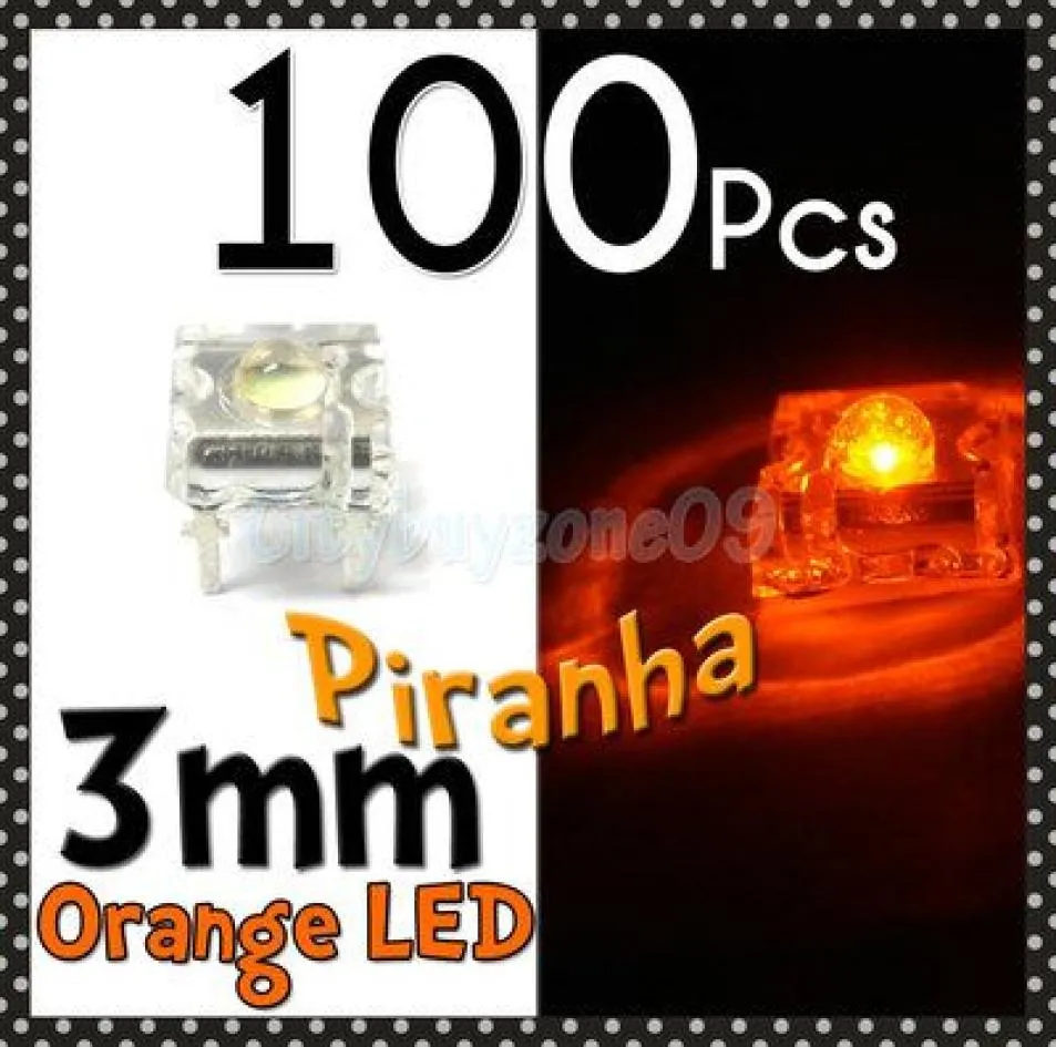 100pcs 3mm Superflux Piranha Orange Led Diode Light Beads Auto Light Bulb5026498