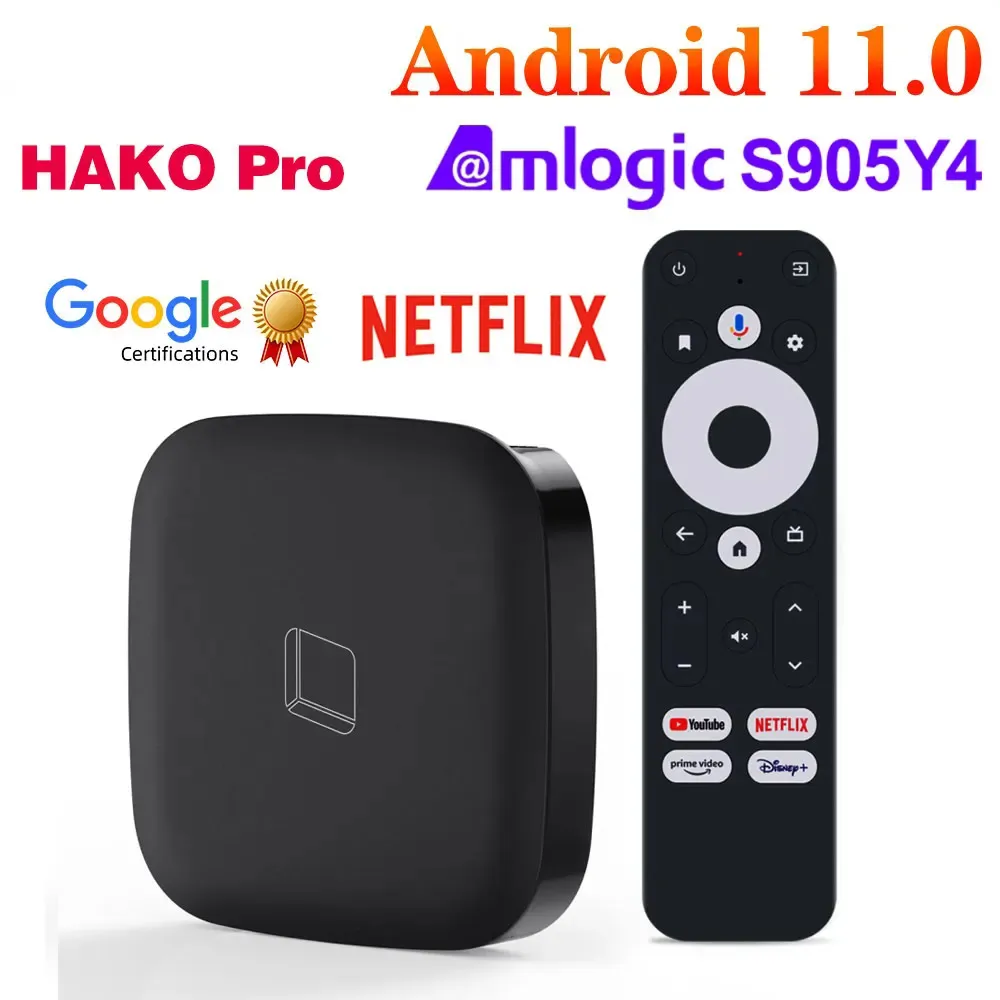 2024 HAKO PRO SMART TV BOX ANDROID 11 AMLOGIC S905Y4 4GB/64GB 2G/16GB TVBOX Google Certified Support Netflix AV1 DOLBY DUAL WIFI