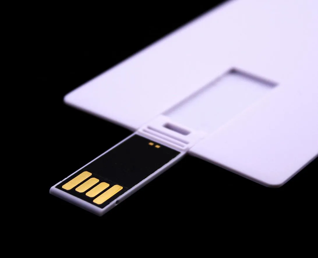 100 pièces 128MB256MB512MB1GB2GB4GB8GB16GB carte de crédit clé USB 20 mémoire Flash clé USB bâton blanc costume blanc pour Logo Pri1764767