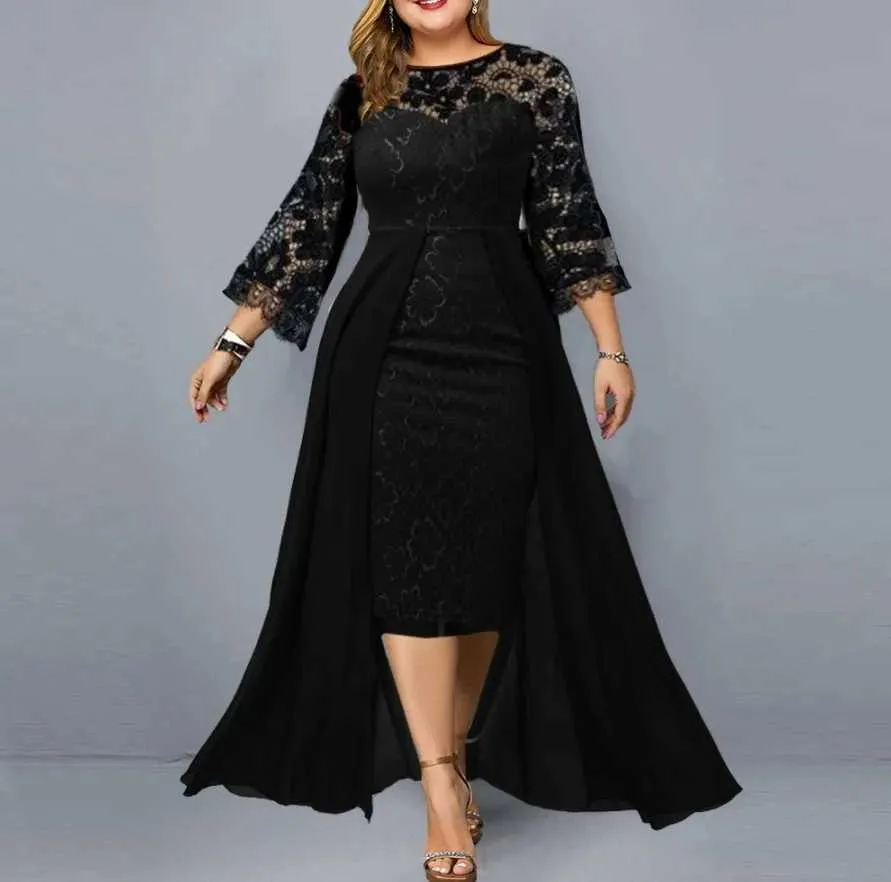 Plus Size Bodycon Party Dress with Lace Material and Empire Waistline for  Women Ages 35-45, Mid-Calf Length, Black from Dhgate Urban Sexy Dresses -  price 26.92