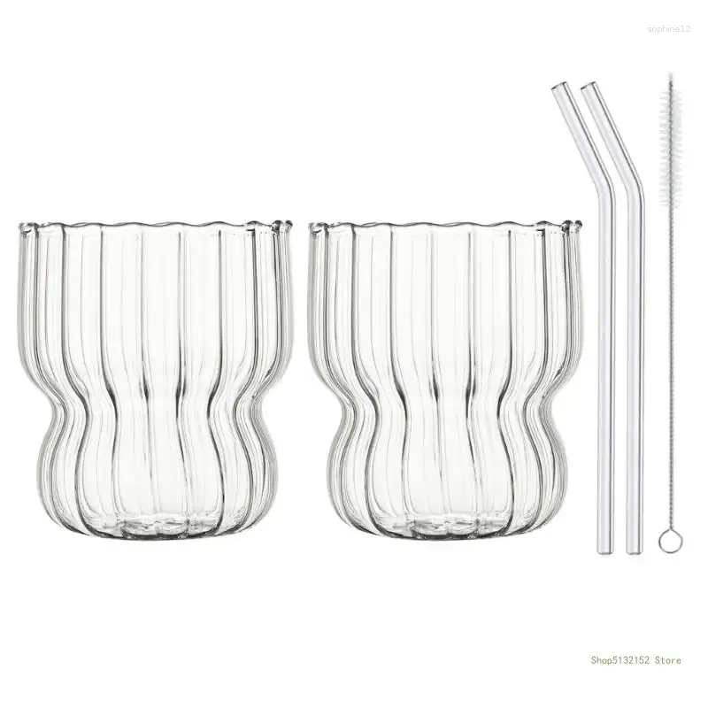 Verres à vin QX2E, tasses en verre transparent uniques, pour boire de la bière et du café glacé