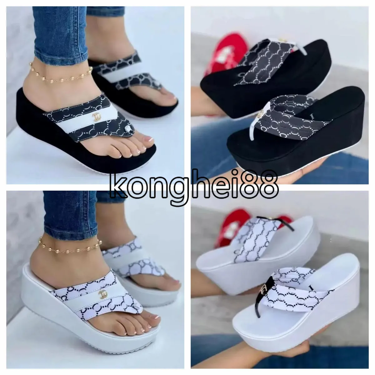 Sandálias de designer de luxo chinelos verão moda meninas fivela de metal sapatos de praia mulheres casuais sapatos de plataforma impressa cor sólida ao ar livre flip-flops