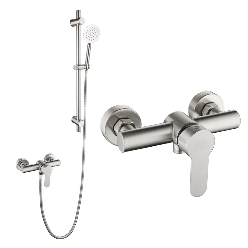 304 stainless steel simple shower set, portable hot and cold water mixing valve shower faucet