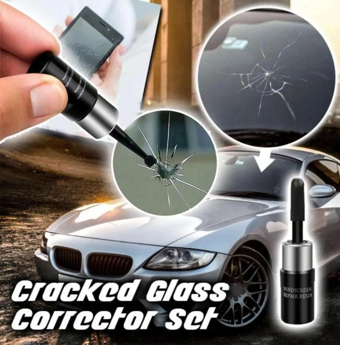 Bilrengöringsverktyg Automotive fordon vindrutan fönster glas sprickreparation agent verktyg kit blad botemilder9778326