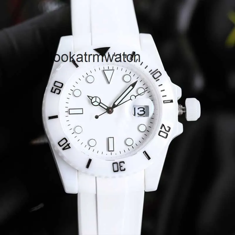 Automatisch horloge RLX Factory Clean Man keramische horloges Kasthorloge Luxe automatische witte horloges voor heren 41 mm rubberen band Zwemmende horloges Saffier lichtgevend