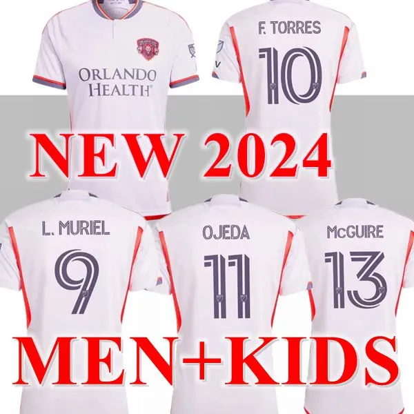 2024 Orlando City Sc Soccer Jerseys Kit Kit Man Major League 24 25 Koszulka piłkarska Podstawowa purple na ścianę biały dziedzictwo F. Torres L.Muriel Ojeda Jansson