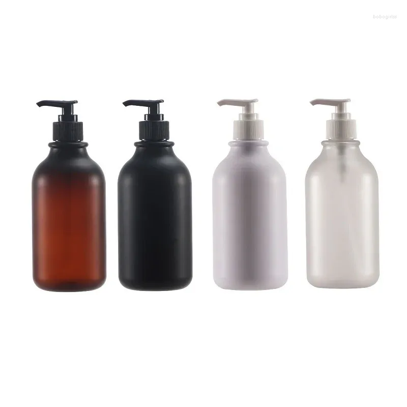 収納ボトル10pcsローションペットボトルラウンドショルダーペット黒い白いポンプ10オンス17オンス300ml500mlcosmeticパッケージングコンテナシャンプー