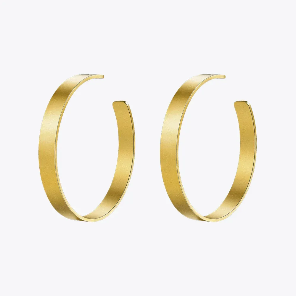 Earrings Enfashion Vintage Big Hoop Earrings Matte Gold color Earings Stainless Steel Circle Earrings For Women Jewelry Wholesale 171026